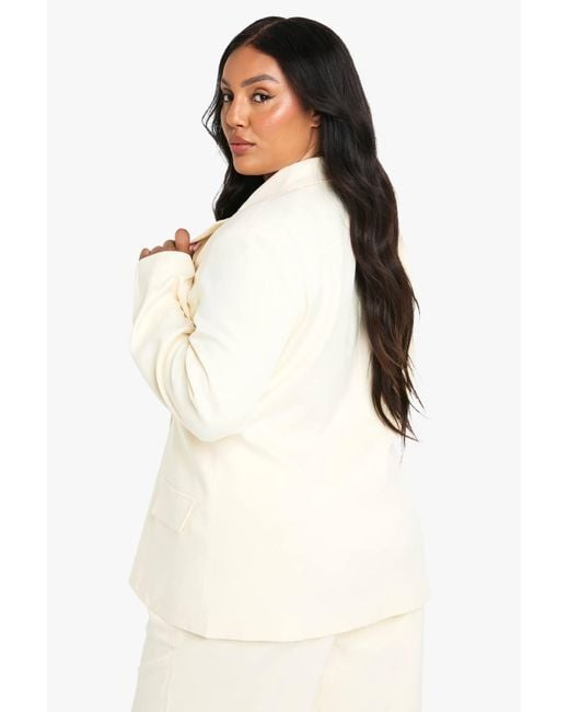 Boohoo Natural Plus Button Down Pocket Blazer