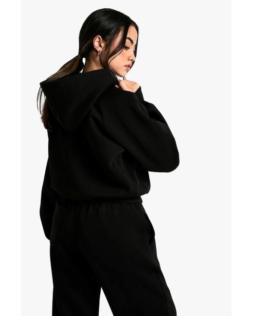 Boohoo Black Deep Hem Oversized Hoodie