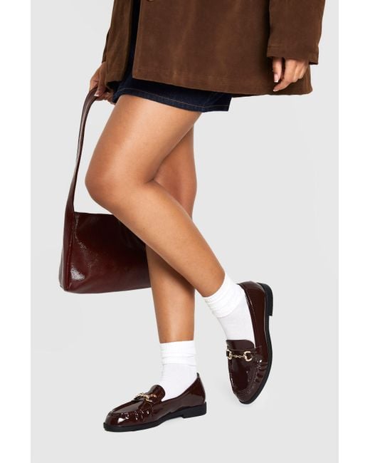 Boohoo Black Ruched Hardware Detail Loafers