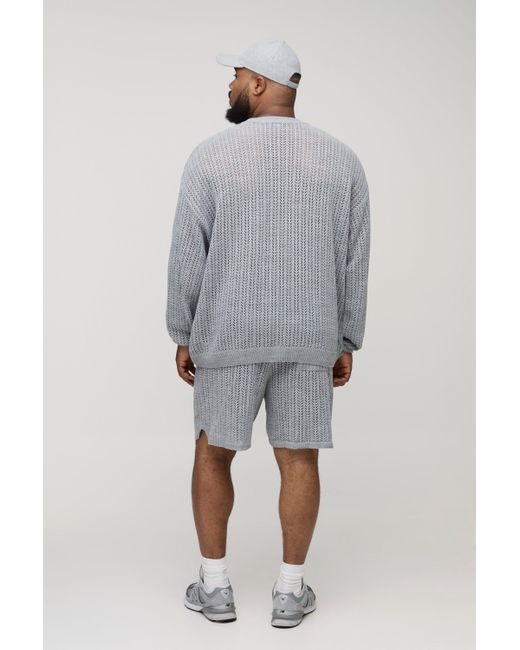 Boohoo Gray Plus Open Stitch Basketball Shorts