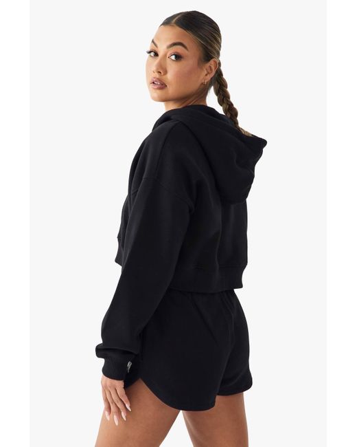 DSGN Studio Blue Dsgn Studio Embroidered Boxy Crop Zip Through Hoodie