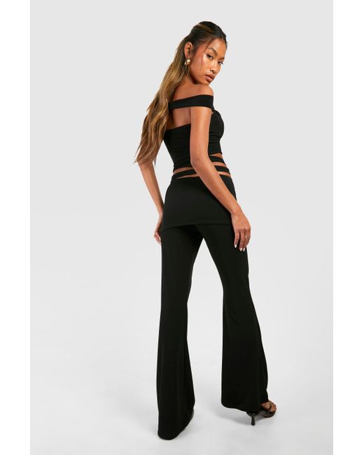 Boohoo Blue Cut Out Fold Over Trouser