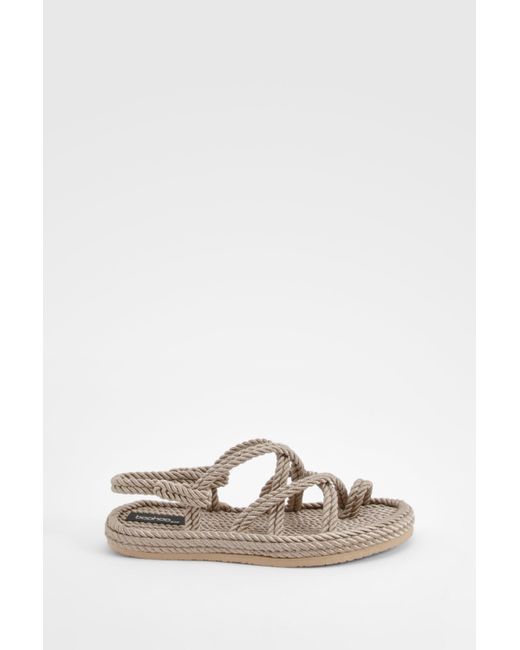 Boohoo Natural Crossover Front Rope Sandals