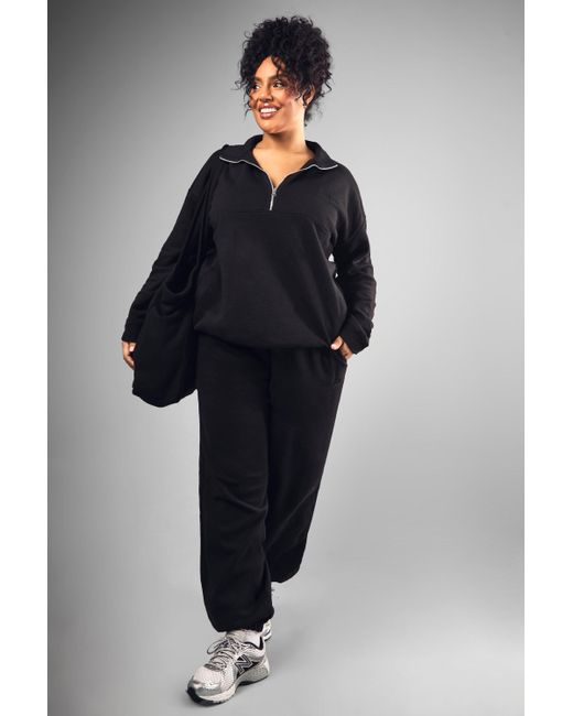 Sudadera Oversize Con Bordado Dsgn Studio Y Cremallera A La Mitad Boohoo de color Black