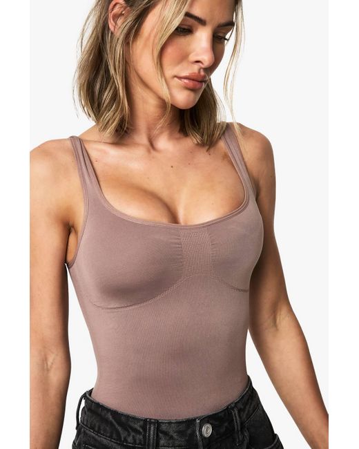 Boohoo Purple Seamless Sculpt Scoop Neck Bodysuit