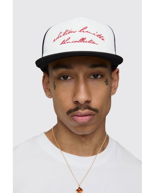 BoohooMAN Twill Kappe mit Limited Edition Slogan in Black für Herren