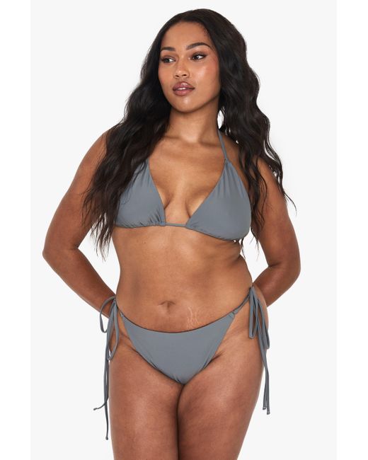 Boohoo Gray Plus Triangle Bikini Top