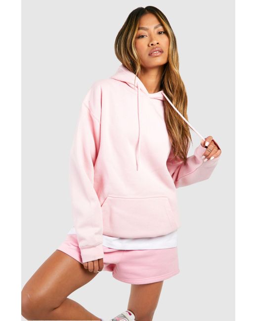 Boohoo Pink Cherry L'amour Back Print Oversized Hoodie
