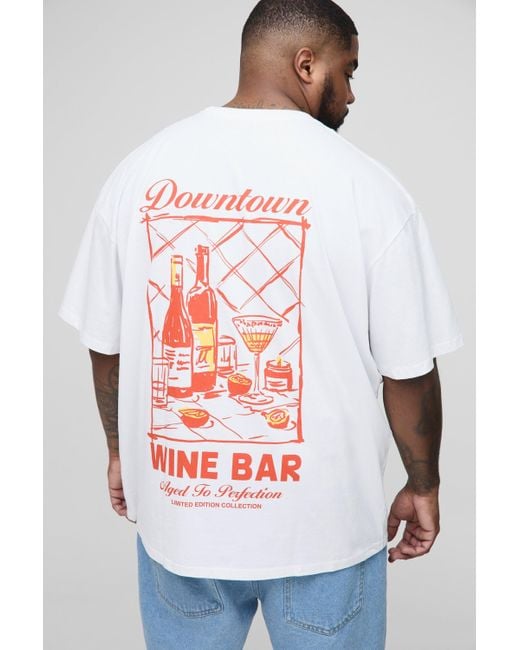 Boohoo White Plus Vintage Wine Back Graphic Oversized T-Shirt