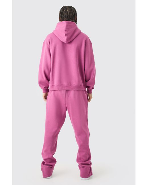 BoohooMAN Pink Oversized Boxy Hooded Tracksuit for men