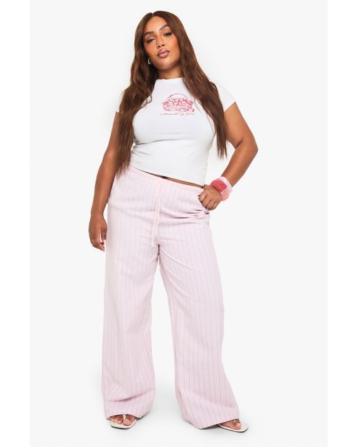 Pantalón Plus Elástico De Tela Con Rayas Boohoo de color Pink