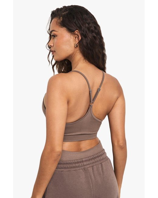 Boohoo Black Basics Seamless Rib Padded Light Support Sports Bra