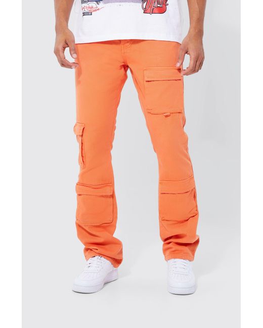 Fixed Waist Skinny Stacked Cargo Trouser BoohooMAN de hombre de color  Naranja | Lyst