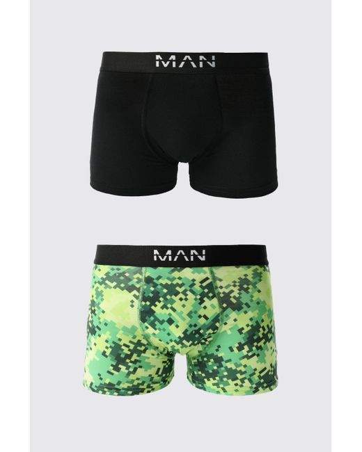 BoohooMAN 3er-Pack Boxershorts mit Pixel Camouflage Print in Green für Herren