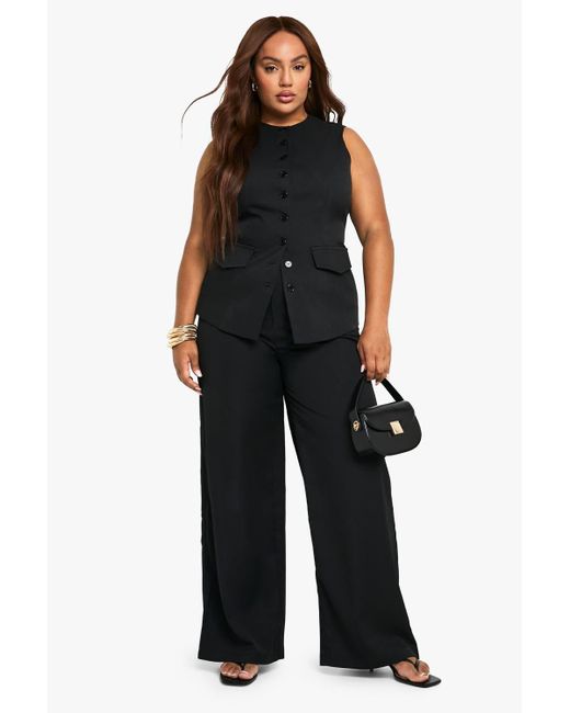 Boohoo Black Plus Wide Leg Tailored Trouser