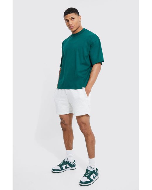 BoohooMAN Oversized Short T-shirt And Short Set in Green for Men | Lyst
