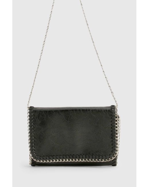 Boohoo Red Distressed Pu Chain Cross Body Bag