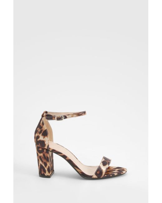 Boohoo White Leopard Mid Block Barely There Heels