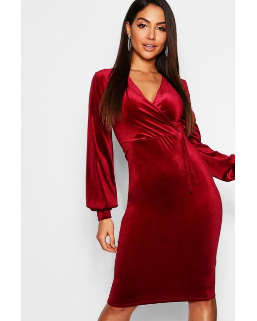 boohoo red velvet dress