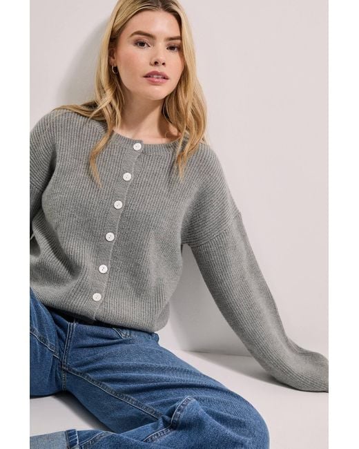 Dorothy Perkins Gray Soft Contrast Button Cardigan