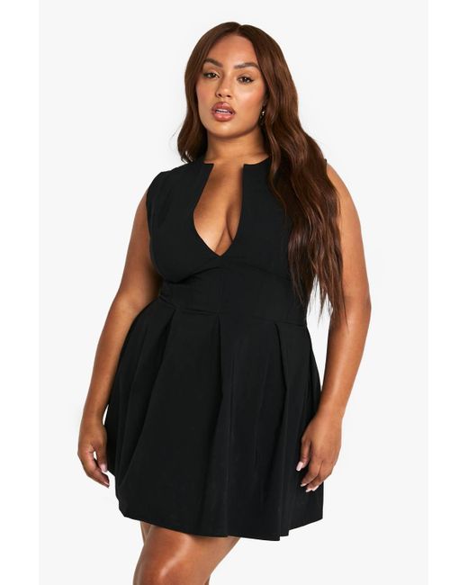 Boohoo Women's Black Plus Corset Detail Plunge Pleated Hem Dress - www.disolcolor.com Boohoo Women's Black Plus Corset Detail Plunge Pleated Hem Dress - www.disolcolor.com