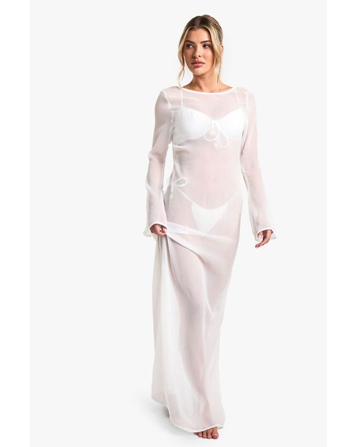 Vestido Maxi Para La Playa Essentials Boohoo de color White