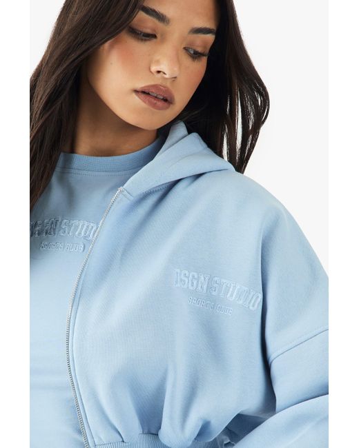 Sudadera Oversize Con Capucha Y Aplique Dsgn Studio Sports Club Boohoo de color Blue