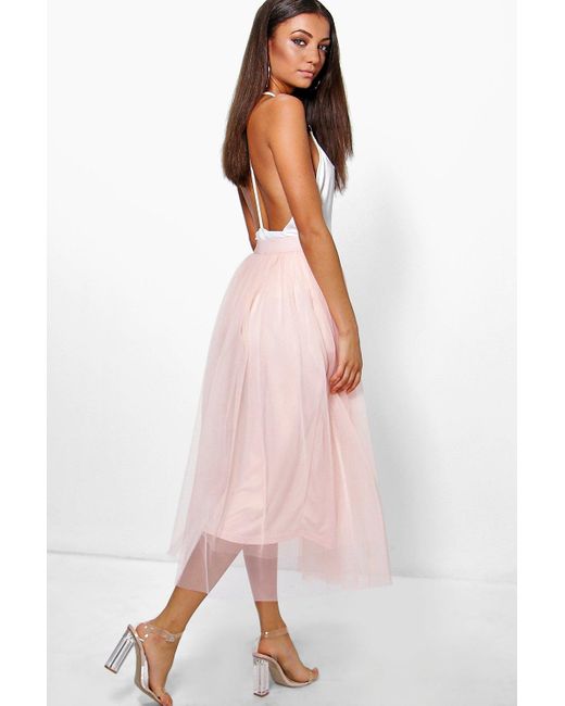 tall tulle midi skirt