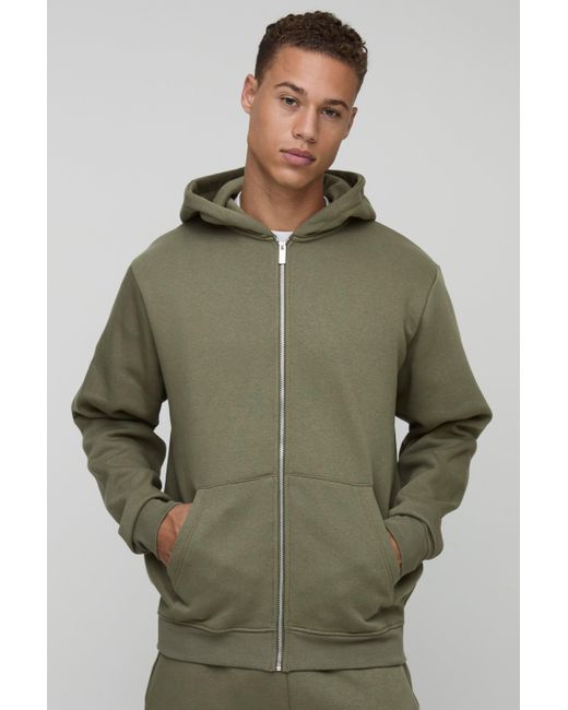Boohoo Green Tall Basic Regular Zip Through Hoodie