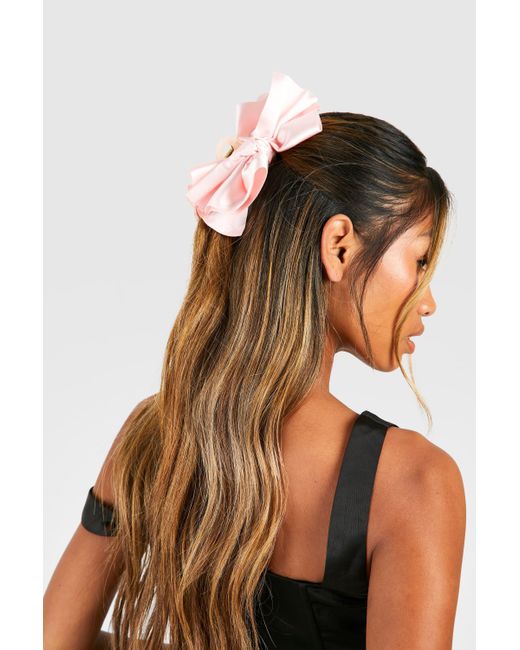 Boohoo Brown Baby Pink Bow Claw Clip