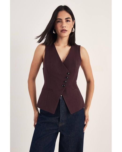 Nasty Gal Purple Asymmetric Button Waistcoat