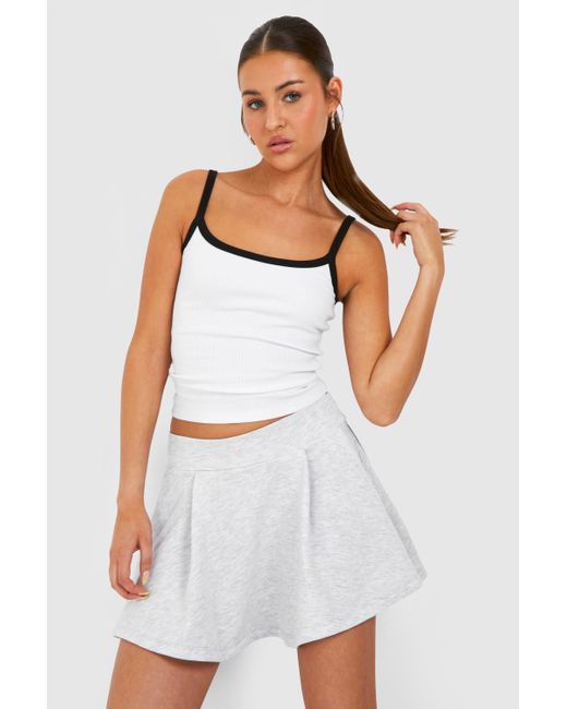Loopback Pleated Tennis Skirt Boohoo de color White