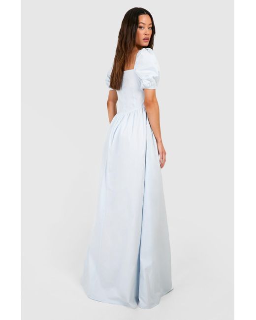 Boohoo White Tall Cotton Poplin Milkmaid Maxi Dress