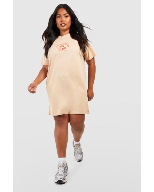 Boohoo Plus Palm Springs T-shirt Dress in Natural | Lyst UK
