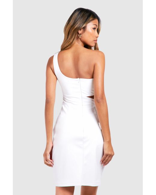 Boohoo White Faux Leather Cut Out Detail Dress