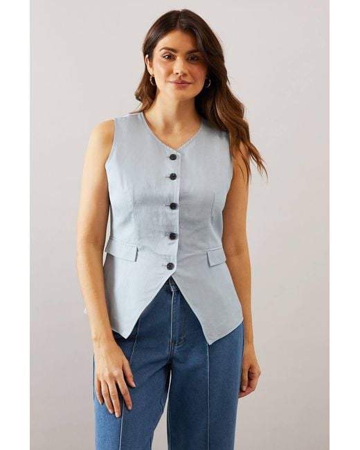 Wallis Blue Button Through Waistcoat