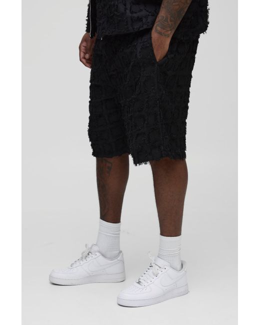 Boohoo Black Plus Smart Relaxed Fit Tufted Shorts