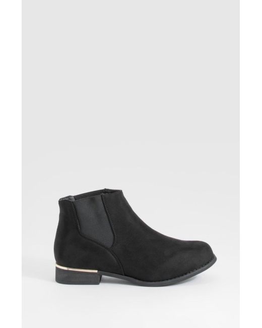 Boohoo Black Wide Fit Panel Detail Ankle Boot
