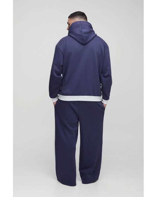 BoohooMAN Gray Plus Oversized Homme Colour Block Zip Hooded Tracksuit for men