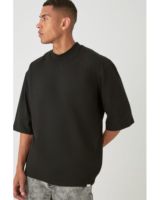 Oversized Half Sleeve Heavyweight T-Shirt Boohoo de color Black