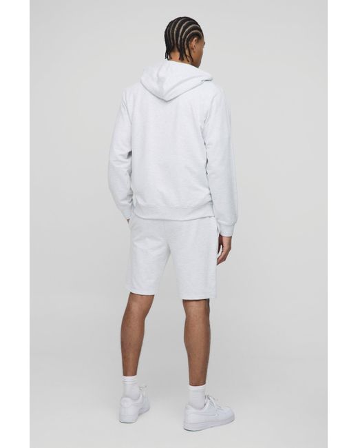 BoohooMAN Mittellange Slim-Fit Basic Shorts in White für Herren