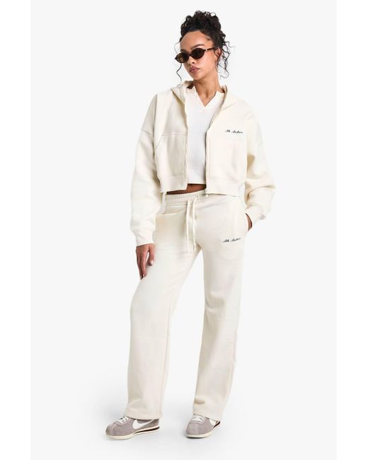 Boohoo Natural Ath Archive Script Straight Leg Jogger