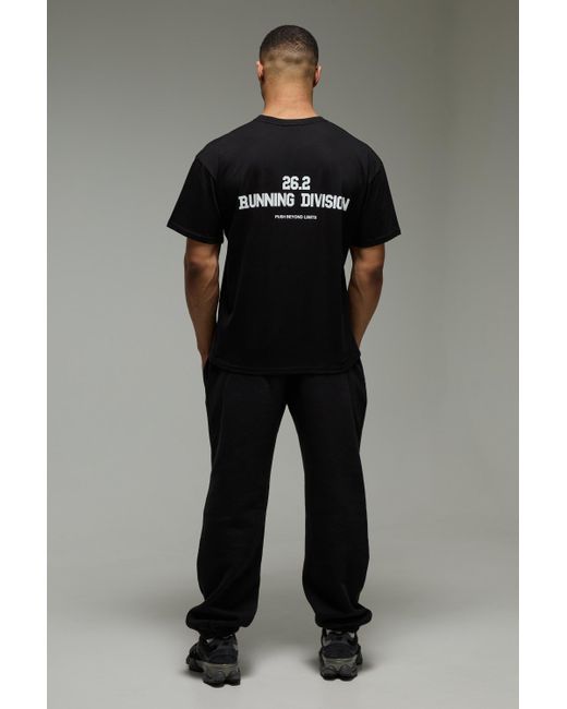 BoohooMAN Man Active 26.2 Running Division T-Shirt in Black für Herren