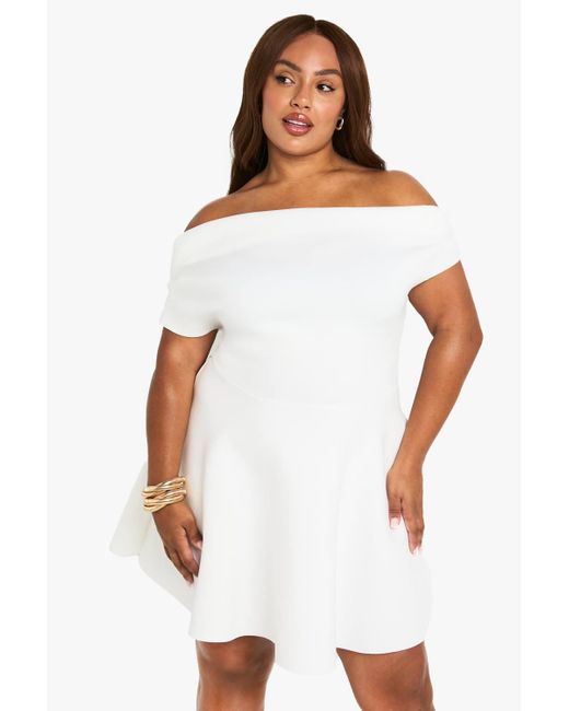 boohoo white off shoulder dress White Off Shoulder Dresses