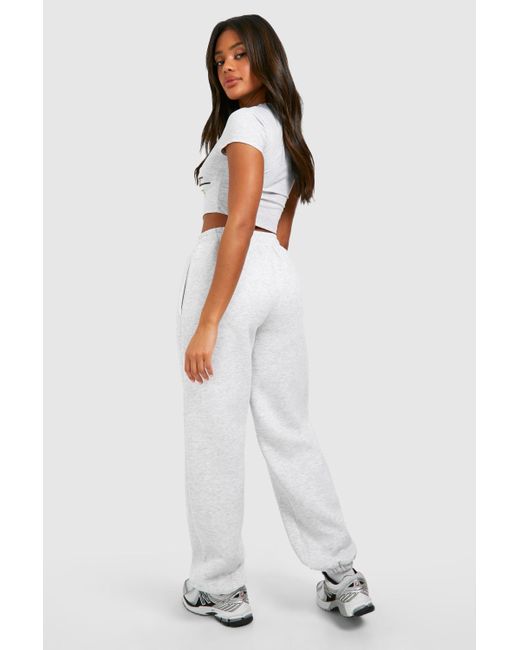 Boohoo White Motorsport Puff Print Fitted T-shirt And Straight Leg Jogger Set