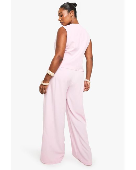 Boohoo Pink Plus Elasticated Back Tailored Trouser