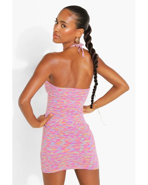 Boohoo Space Dye Knitted Keyhole Halter ...
