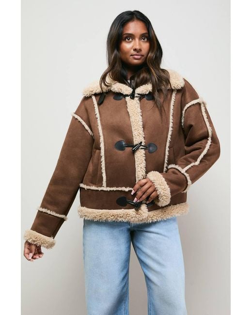 Oasis Blue Shearling Trim Aviator Jacket