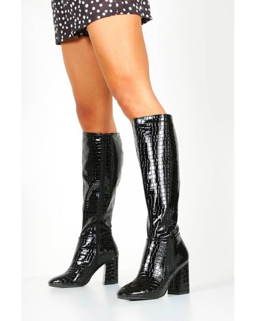 womens black wide fit knee high boots