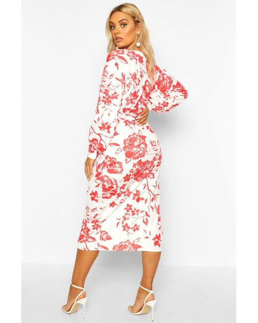 boohoo floral print plunge dress